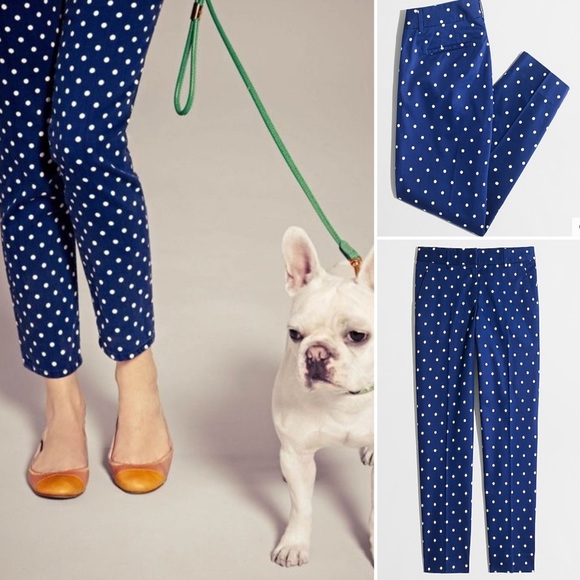 J. Crew Factory Pants - NWT J Crew Factory Skimmer Pants Blue w Polka Dot